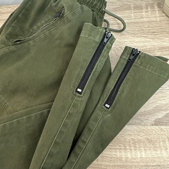 Killion Brand Twill Tracker Pants Olive Green Medium Joggers Zippered Moto - Picture 9 of 10